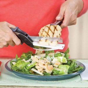 2-in-1 Knife and Built-in Cutting Board Food Chopper