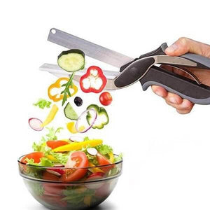 2-in-1 Knife and Built-in Cutting Board Food Chopper