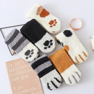 Winter Warm Cat Paw Socks for Women