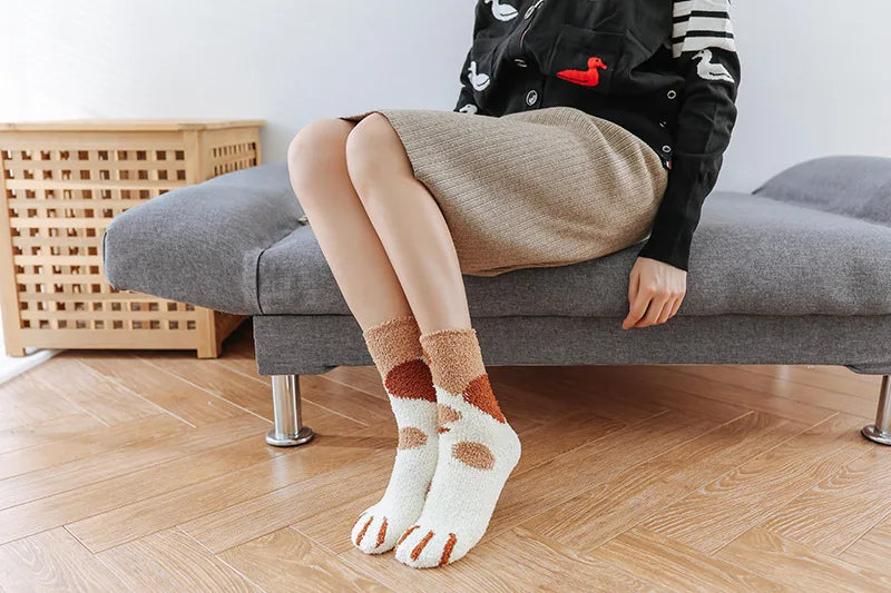 Winter Warm Cat Paw Socks for Women