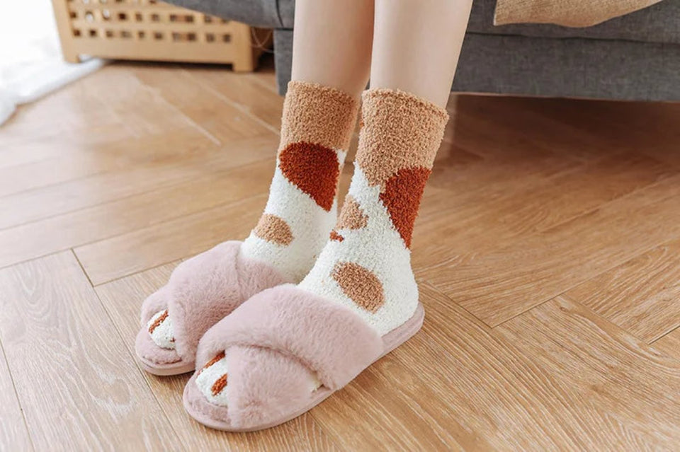 Winter Warm Cat Paw Socks for Women