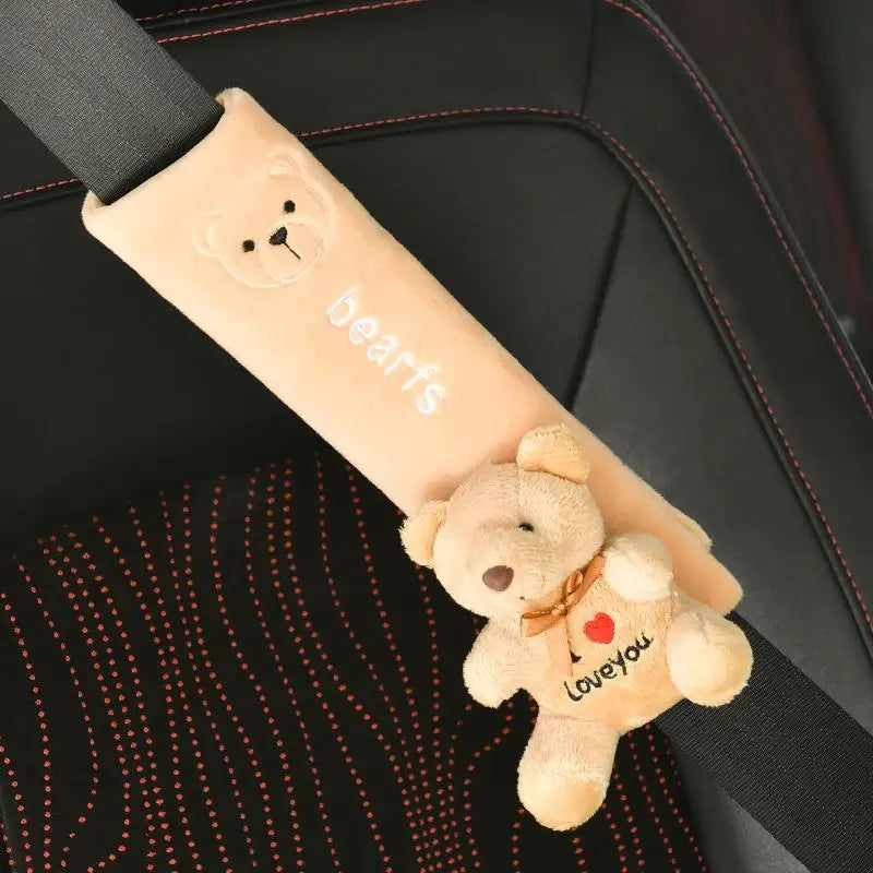 Cute Cartoon Car Seat Strap Belt Cushion Cover Stuffed- Pack of 2