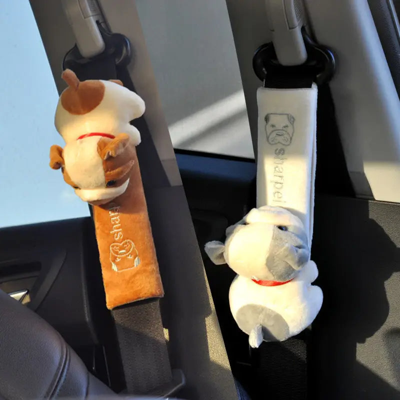 Cute Cartoon Car Seat Strap Belt Cushion Cover Stuffed- Pack of 2