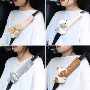 Cute Cartoon Car Seat Strap Belt Cushion Cover Stuffed- Pack of 2