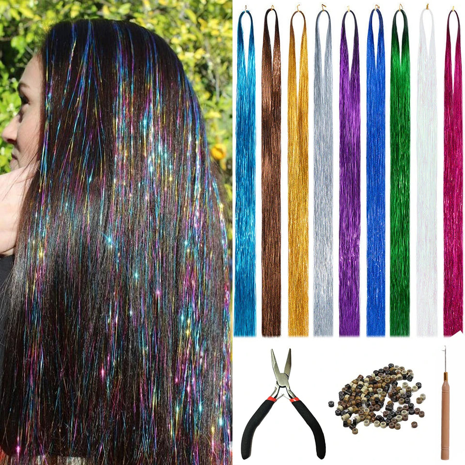 (PACK OF 3 ) Hair Tinsel Extension